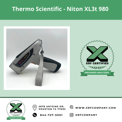 XRF Certified Pre-Owned- Thermo Scientific Niton XL3t XRF 980 XRF Analyzer & PMI Gun for Scrap Metal Recycling & PMI Testing of Stainless Steel + Low Alloy Steel + Titanium + Nickel + Cobalt + Copper Alloys & Soil + Lead Paint (SKU#856)