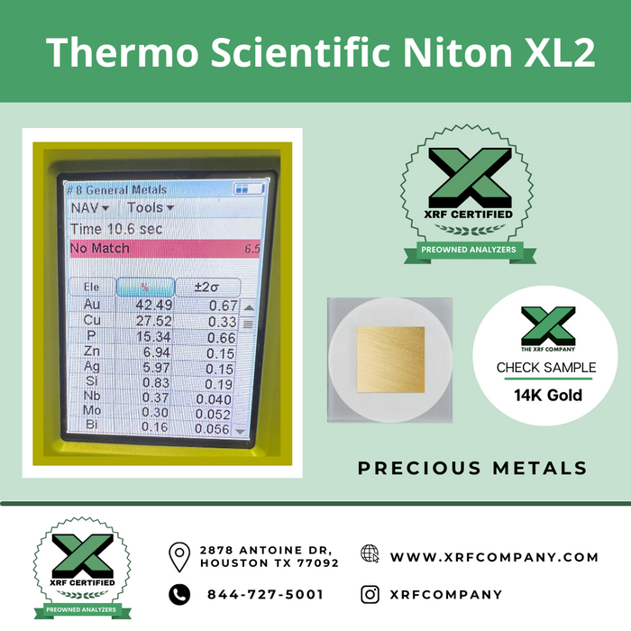 XRF Company Certified Pre-owned Factory Refurbished Thermo Niton XL2 980 PLUS XRF Gun with Camera for PMI Testing :  Standard Alloys + Aluminum Alloys + Light Element.  (SKU #812)