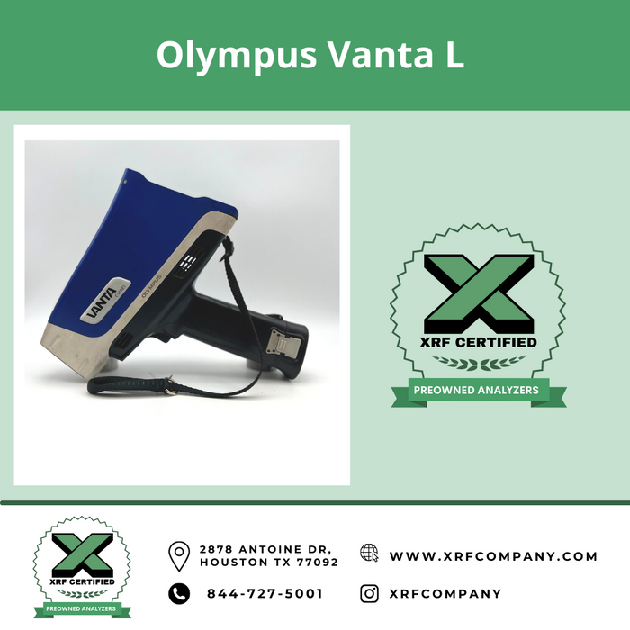 XRF Company Certified Olympus Vanta L Handheld XRF Analyzer For Standard & Aluminum Alloys with More than 300 Alloy Grade Library (SKU #113)