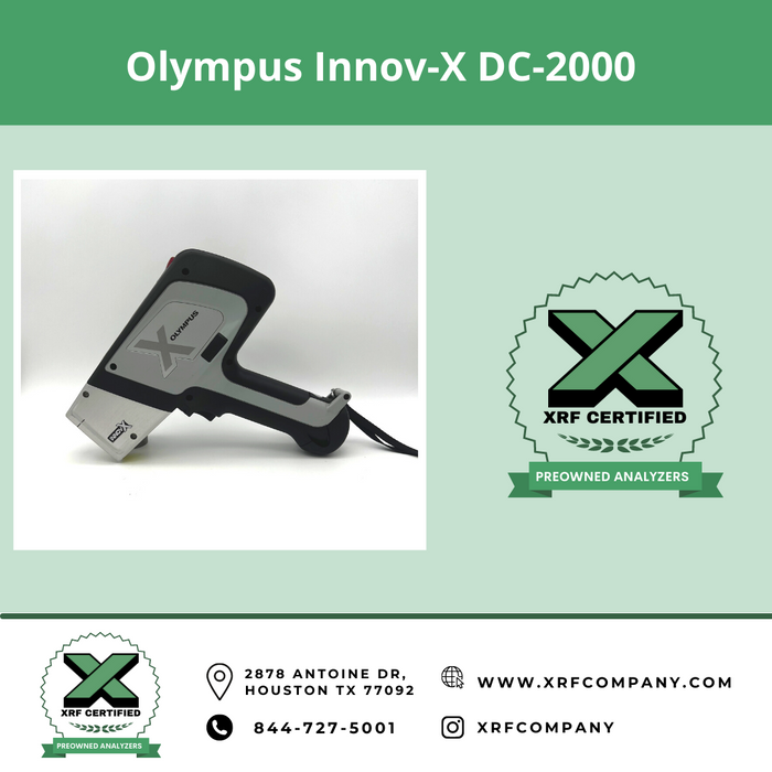 XRF Company Certified Preowned Used Handheld Olympus Innov-X DC-2000 For Standard Alloys (Steel, Nickel, Aluminum, Copper, Titanium, Cobalt, etc)