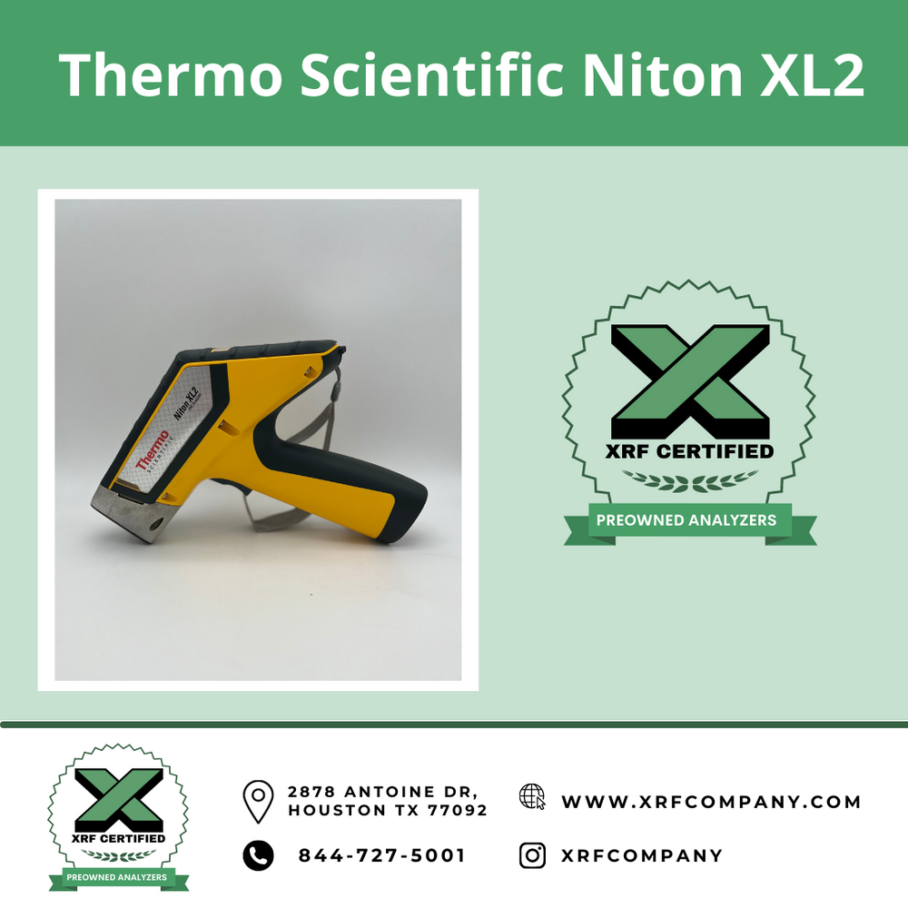 XRF Company Certified Pre-owned Thermo Niton XL2 800 XRF Gun for PMI Testing & Scrap Metal Sorting:  Standard Alloys + Aluminum Alloys.  (SKU #875)