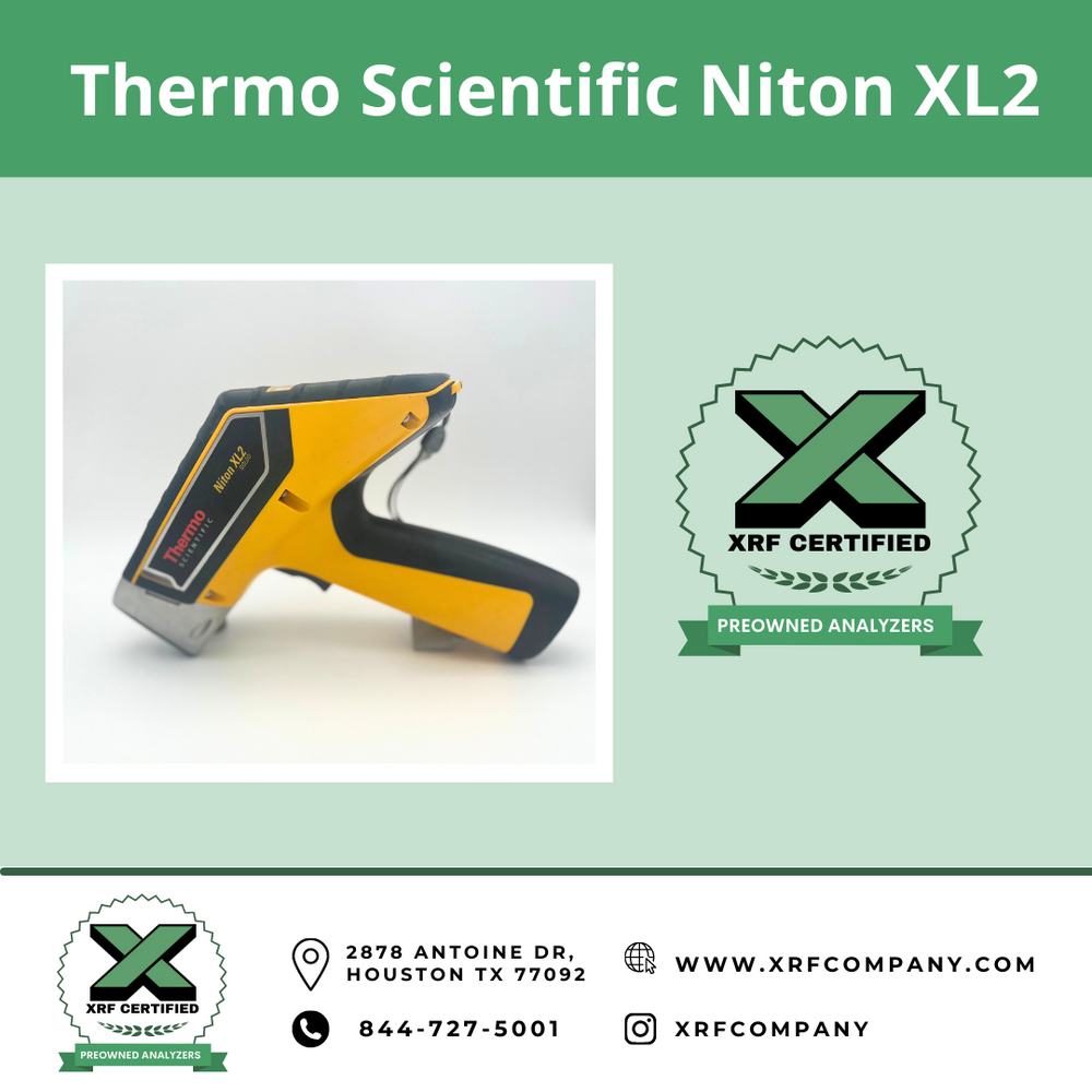 Thermo Niton XL2 980 Handheld XRF Analyzer GUN for PMI Testing & Scrap Metal Sorting:  Stainless & Low Alloy Steel + Nickel + Titanium + Cobalt + Copper Alloys + Aluminum + Light Elements + Standard Alloys (SKU #804)