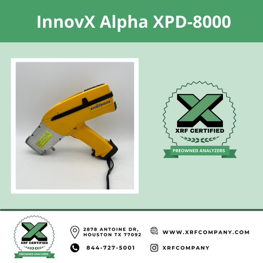 XRF Company Certified Pre-owned Used InnovX Olympus XPD XRF Gun for PMI & Scrap Metal Sorting:  Standard Alloys + Aluminum Alloys.  (SKU #86)