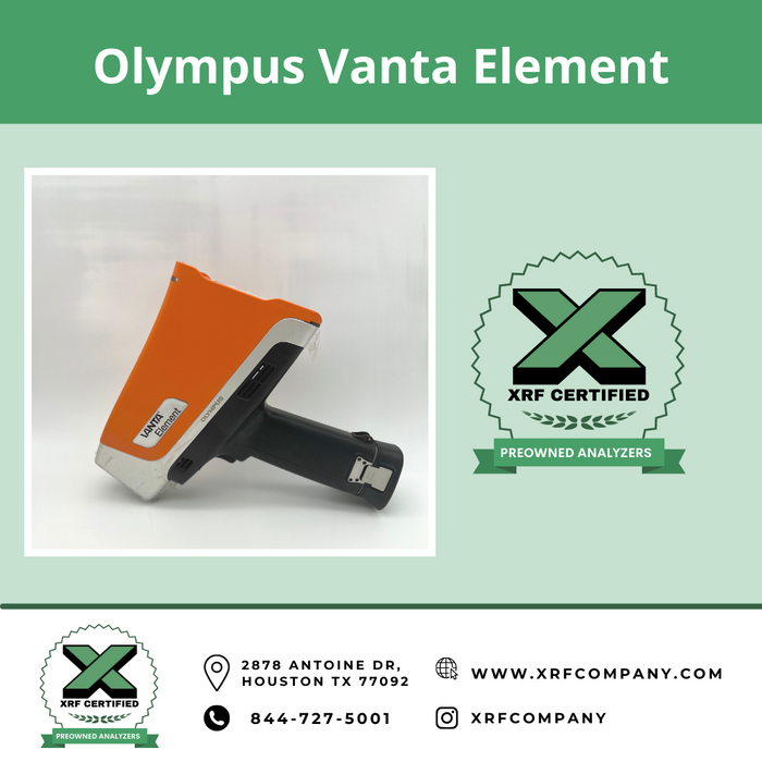 XRF Company NEW Olympus Vanta Element Handheld XRF Analyzer For Standard & Aluminum Alloys with More than 300 Alloy Grade Library + Car Catalyst + Precious Metals Analysis + Scrap Gold & Silver Jewelry + Mining and Geochem (SKU #615)