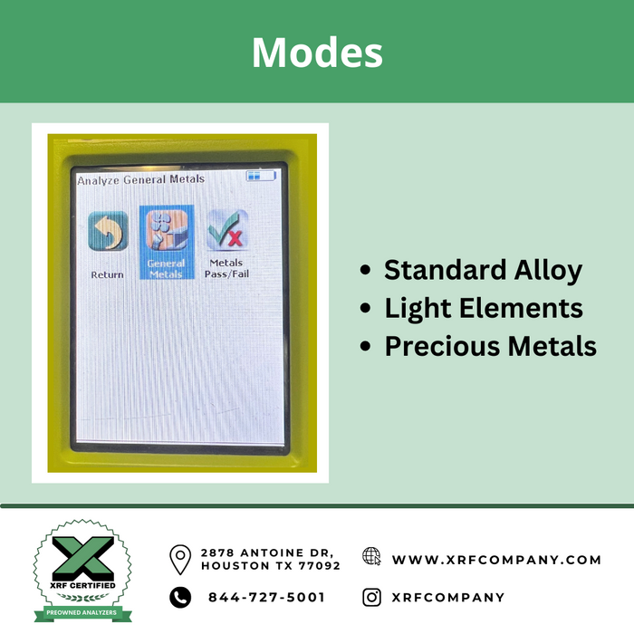 Lease to Own XRF Company Certified Pre-owned Factory Refurbished Thermo Niton XL2 980 PLUS XRF Gun with Camera for PMI Testing :  Standard Alloys + Aluminum Alloys + Light Element.  (SKU #863)