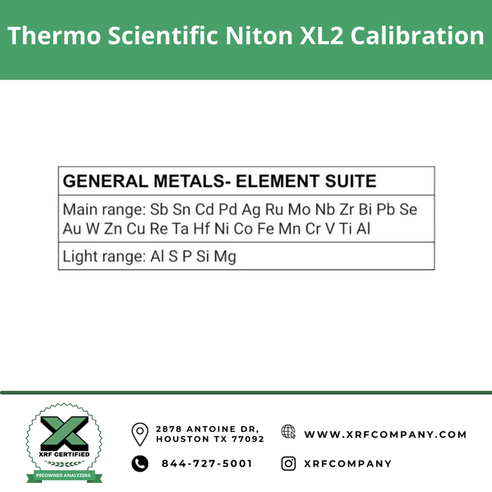 Thermo Niton XL2 980 Handheld XRF Analyzer GUN for PMI Testing & Scrap Metal Sorting:  Stainless & Low Alloy Steel + Nickel + Titanium + Cobalt + Copper Alloys + Aluminum + Light Elements + Standard Alloys (SKU #811)