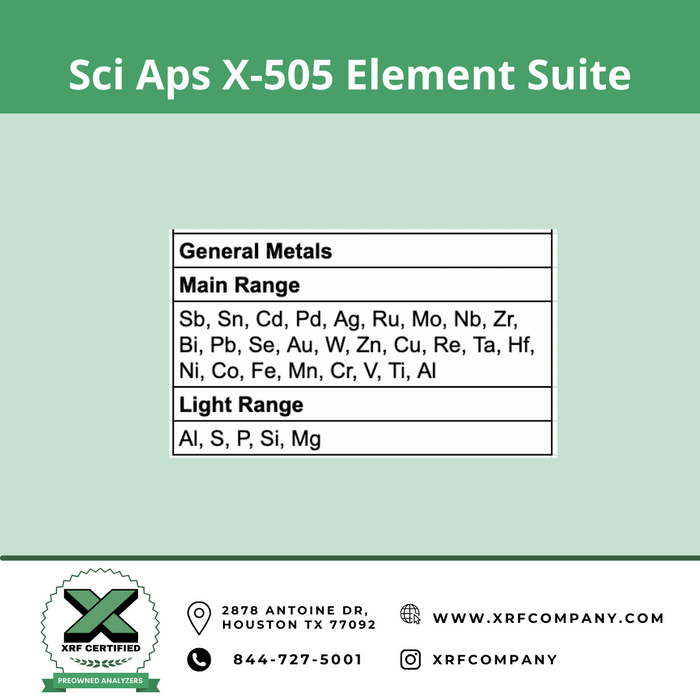 XRF Company SciAps X-505 Handheld XRF Analyzer for Metal Fabrication + Scrap Metal + PMI inspection & Testing (SKU #205)