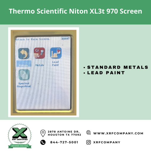 Lease to Own XRF Certified Pre-Owned- Thermo Scientific Niton XL3t XRF 980 XRF Analyzer & PMI Gun for Scrap Metal Recycling & PMI Testing of Stainless Steel + Low Alloy Steel + Titanium + Nickel + Cobalt + Copper Alloys & Soil + Lead Paint (SKU#814)