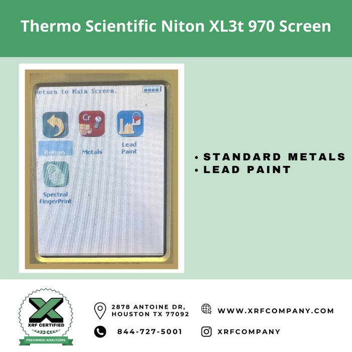 XRF Certified Pre-Owned- Thermo Scientific Niton XL3t XRF 980 XRF Analyzer & PMI Gun for Scrap Metal Recycling & PMI Testing of Stainless Steel + Low Alloy Steel + Titanium + Nickel + Cobalt + Copper Alloys & Soil + Lead Paint (SKU#814)