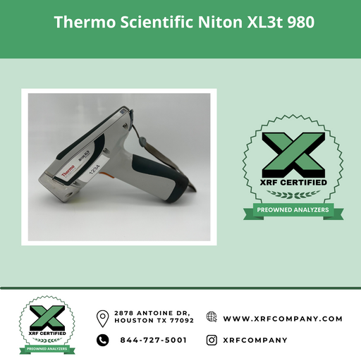 XRF Certified Pre-Owned- Thermo Scientific Niton XL3t XRF 980 XRF Analyzer & PMI Gun for Scrap Metal Recycling & PMI Testing of Stainless Steel + Low Alloy Steel + Titanium + Nickel + Cobalt + Copper Alloys & Soil + Lead Paint (SKU#814)