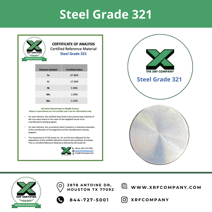 XRF Metal Standard Steel Grade 321