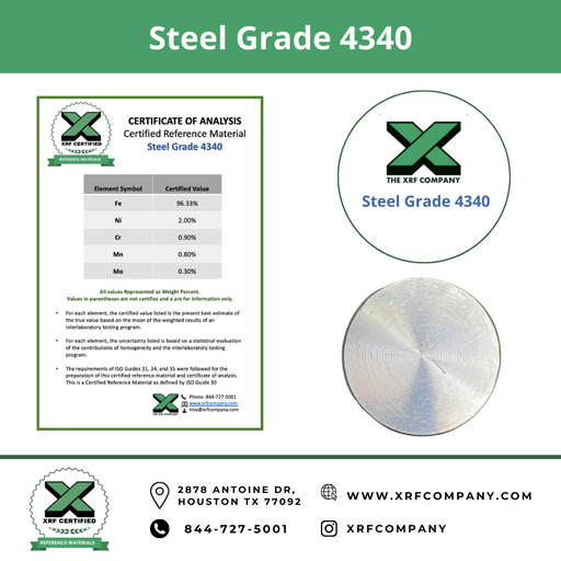 XRF Metal Standard Steel Grade 4340