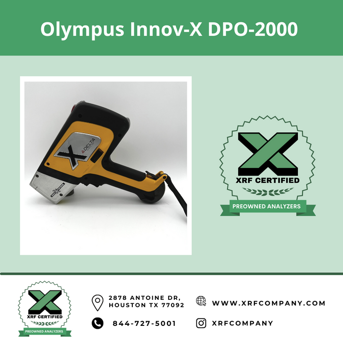 XRF Company Certified Preowned - Preowned Used Handheld XRF Analyzer Olympus Innov-X DPO 2000 For Stainless Steel + Low Alloy Steels + Standard Alloys + Aluminum + Alloy Plus and Lead Paint (SKU: 675)