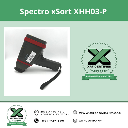 XRF Company Certified Pre-owned Used Spectro xSORT XHH03-P XRF Gun:  Standard Alloys + Aluminum Alloys.  (SKU #54)