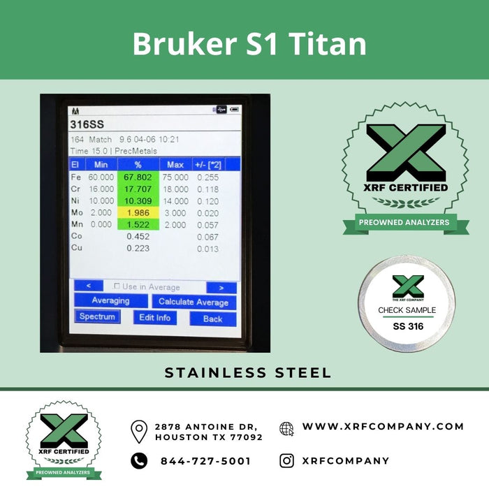 XRF Company Certified Lease to Own Bruker S1 Titan Handheld Analyzer For Metal Inspection