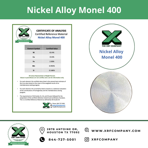 XRF Metal Standard Nickel Alloy Monel 400