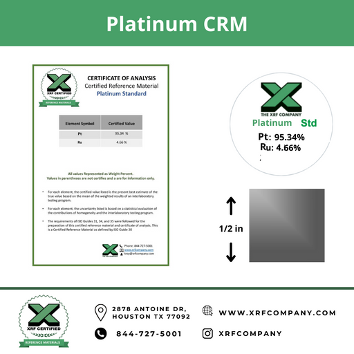 Platinum Standard CRM - Certified Reference Materials - Precious Metals - For XRF Analyzers